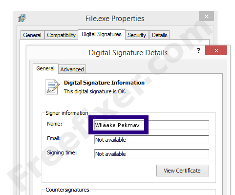 Screenshot of the Wiiaake Pekmav certificate